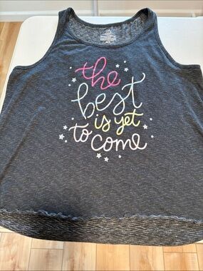 Secret Treasures Charcoal Tank with Pink, Blue & Yellow Script